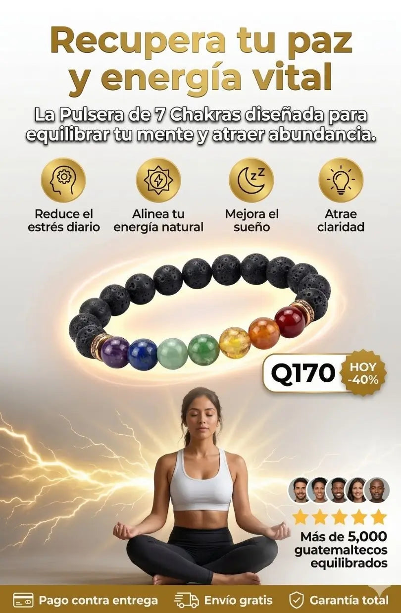 Pulsera de 7 Chakras -  Atrae Abundancia, Amor, Dinero y Protección